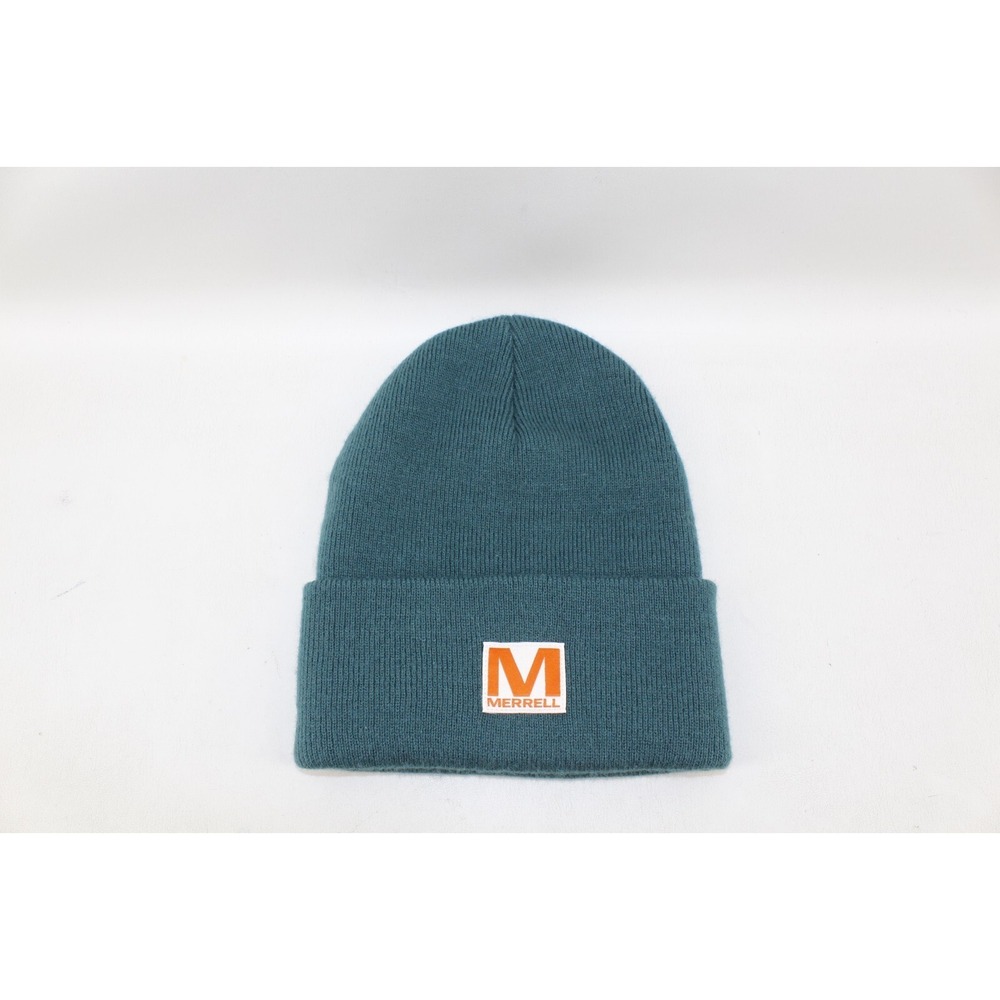 MERRELL Beanie Blue Green Emerald Unisex Knit Hat Ski Snowboard 100%‎ Acrylic